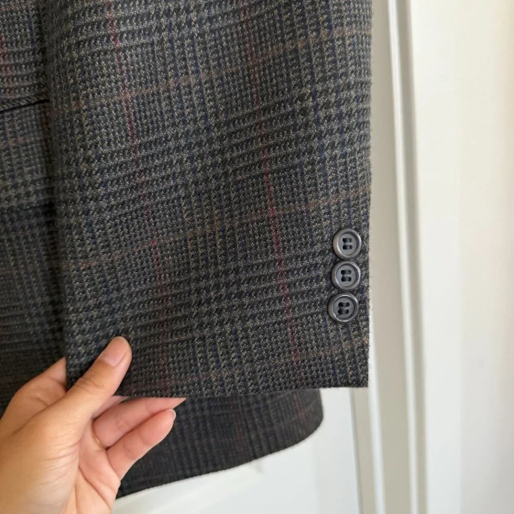 Brooks Brothers 346 Cashmere Wool Blend plaid blazer sz 46 Regular